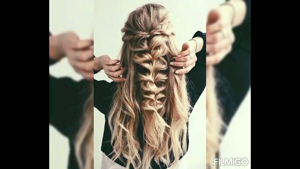 Braided loose hair and braid