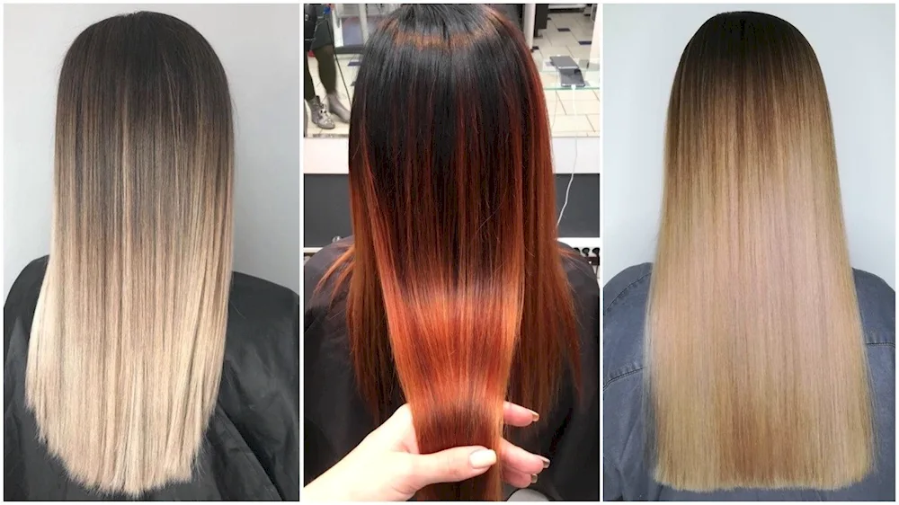 Balayage colour stretching on hair