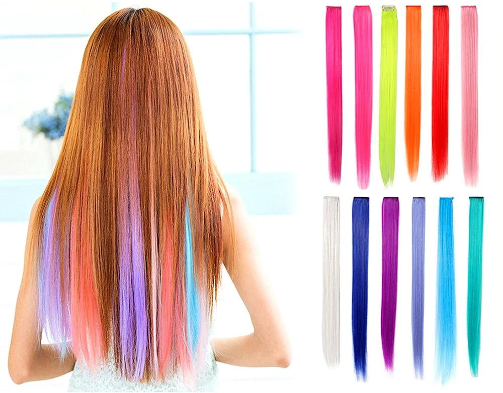 Coloured hair colouring for long hair