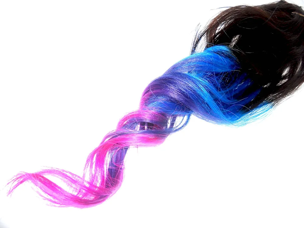 Coloured hair on white background