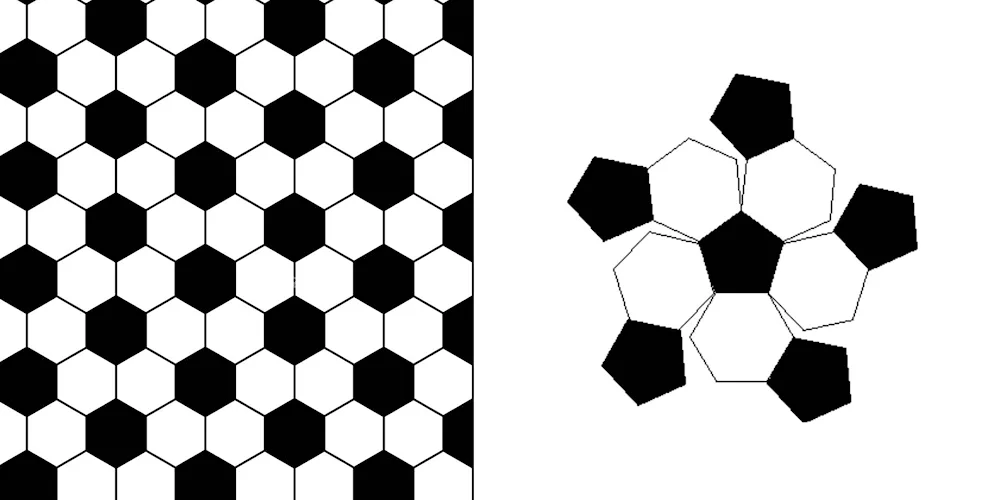 Soccer ball hexagonal and pentagonal