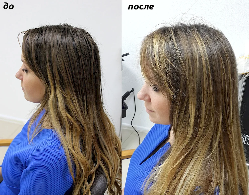 Rare root balayage on dark hair