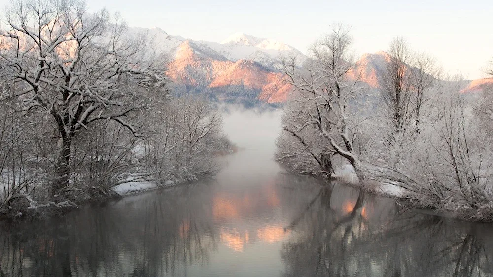 The river Loisach Germany winter