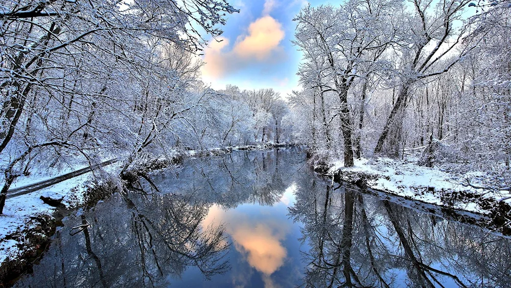 Early Spring River Loisach Germany winter