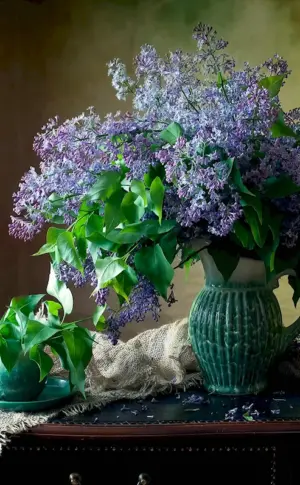 Rembrandt still life with lilacs