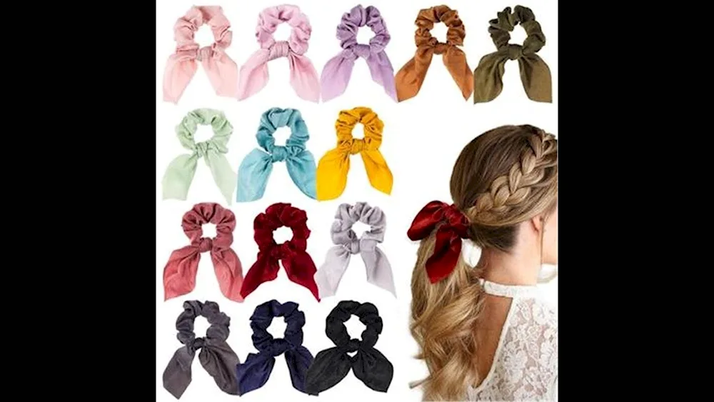 Bundle with ribbon in hair