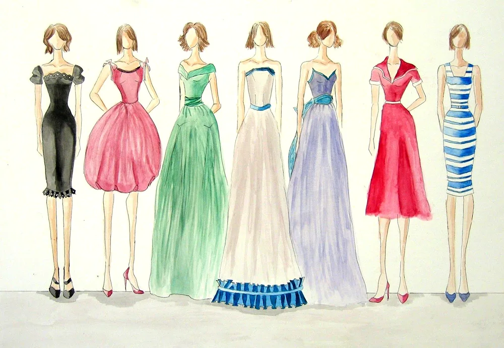 Dress sketches of modern clothes