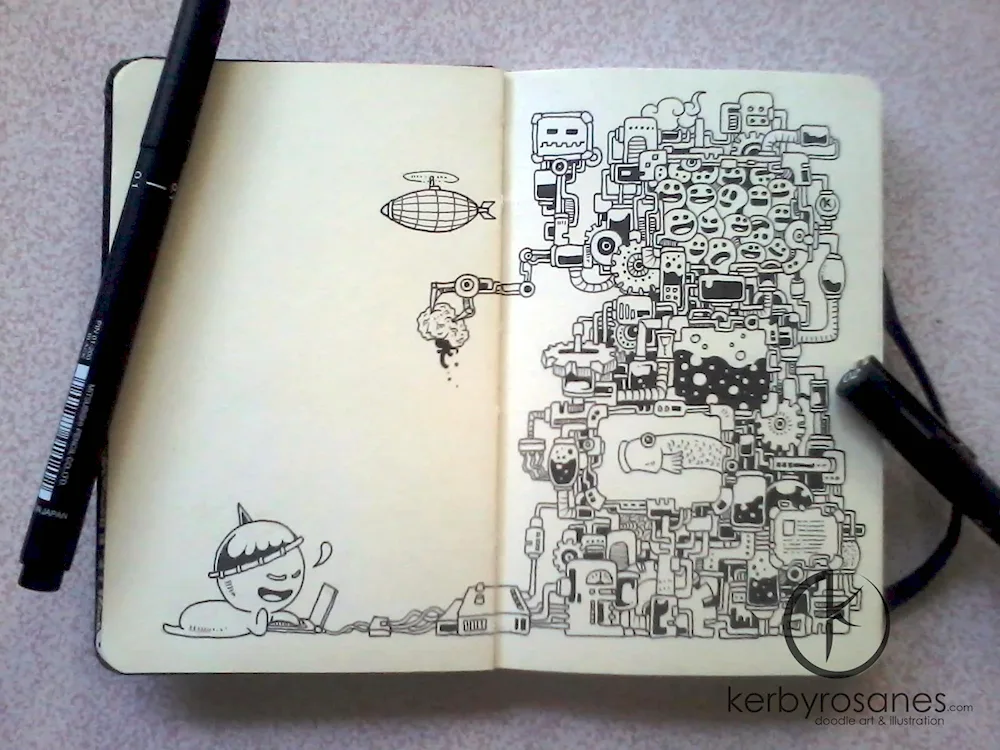 Black pen drawings