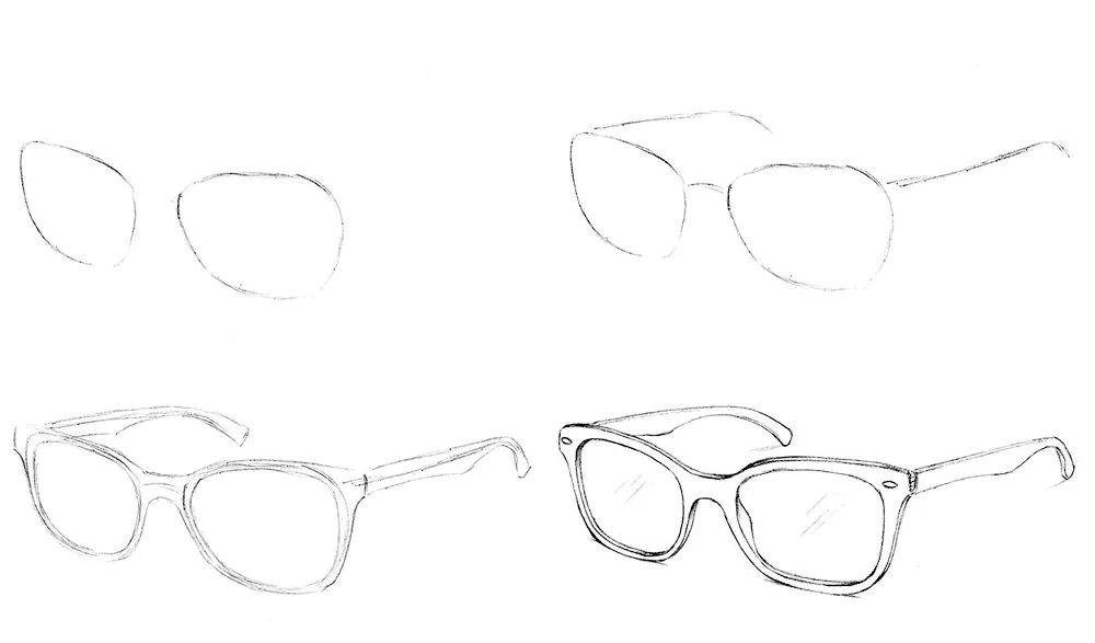 Drawings for sketching glasses