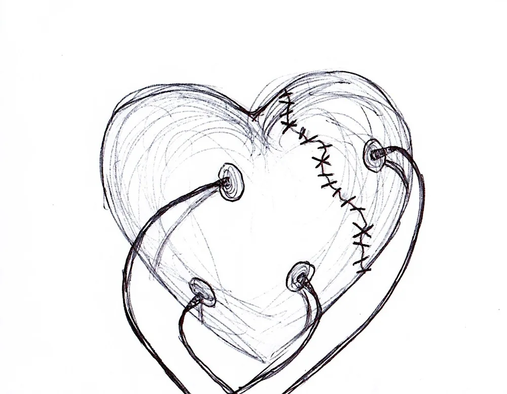 Hearts in pencil for drawing