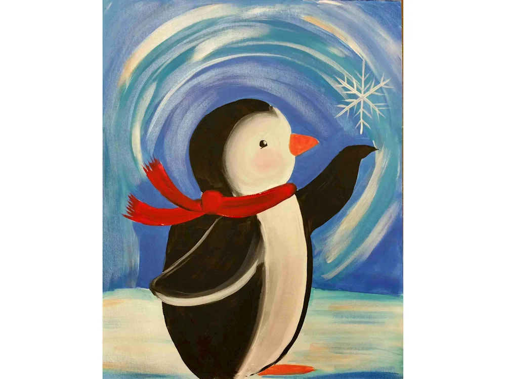 Penguin in winter clothes