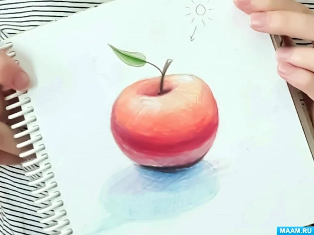 Realistic apple with pencil