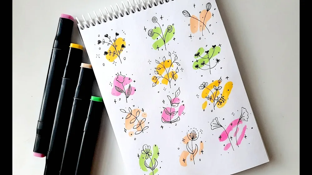 Graffiti can drawings with markers