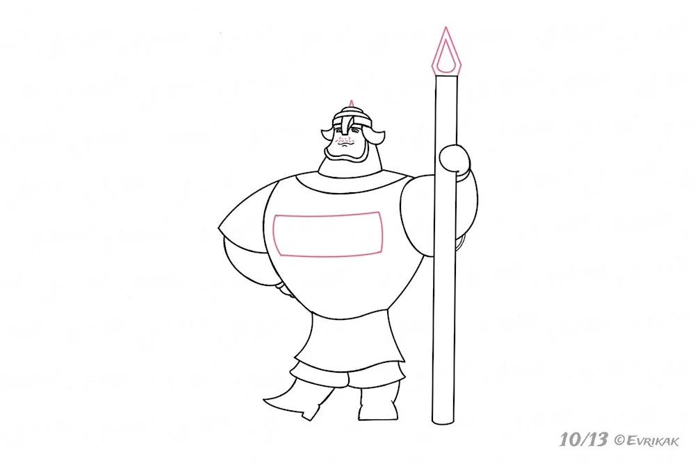 Drawing of Bogatyr Dobrynya Nikitich