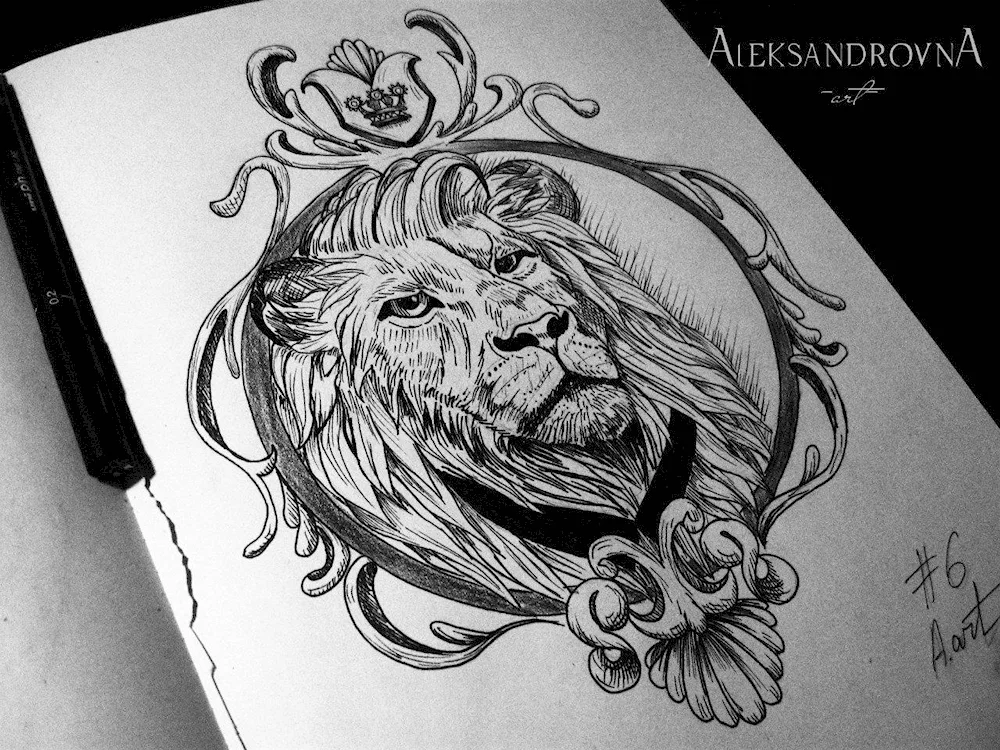 Lion drawing for engraving