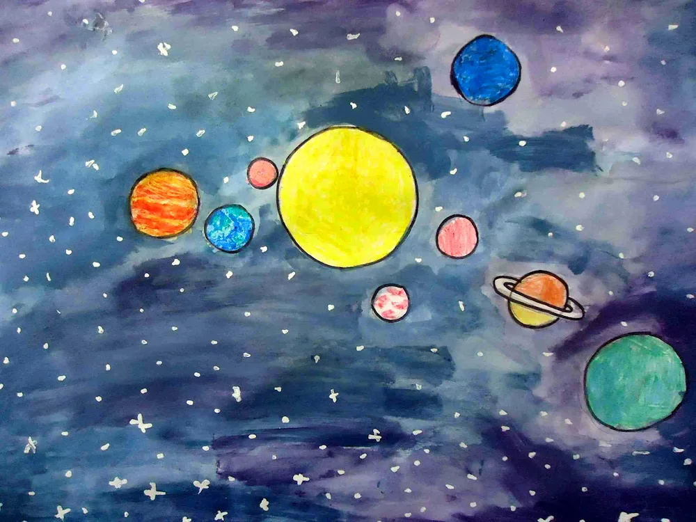 Planets of the solar system drawing for children