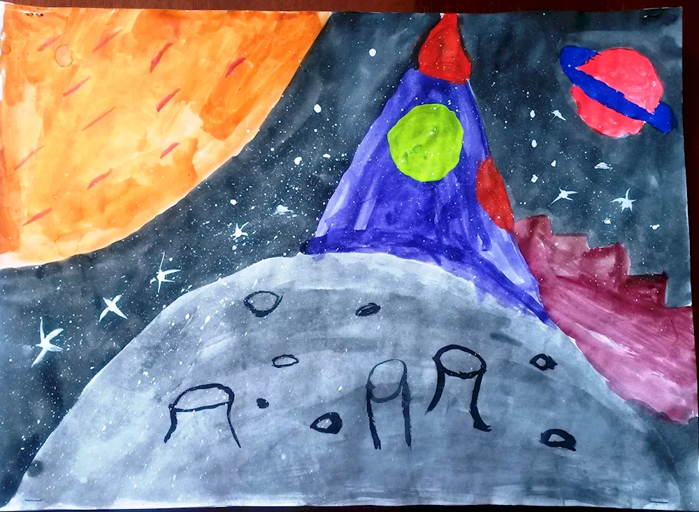 Cosmos drawings with paints