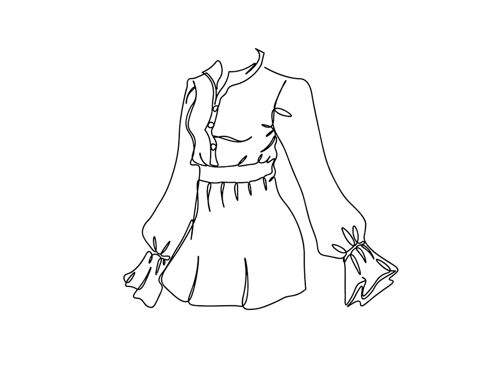 Drawing of clothes on a girl's dress