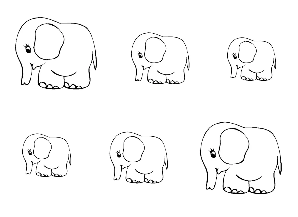 Step by step drawing of elephant