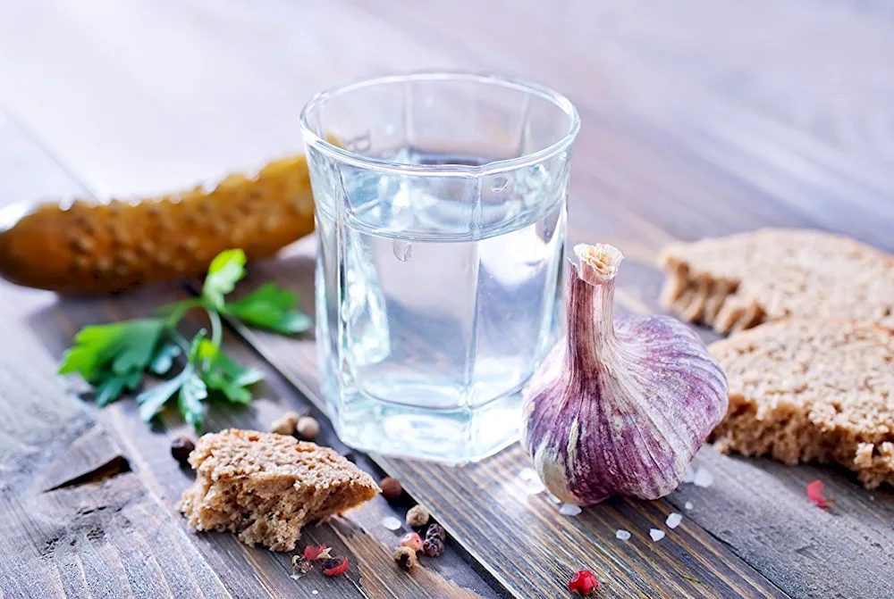 A vodka shot glass on the table