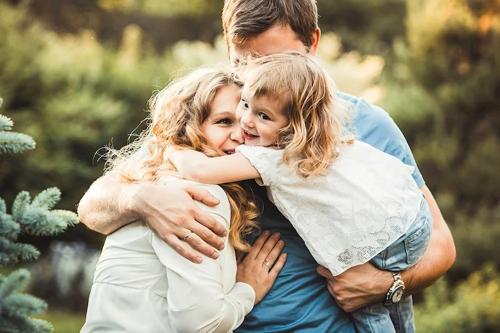 Parents and children hugging