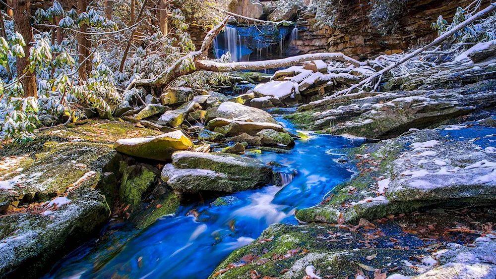 Spring waterfall Mountain River