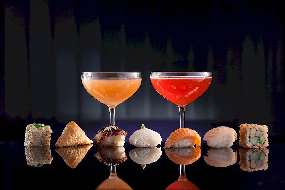 Sushi and cocktail