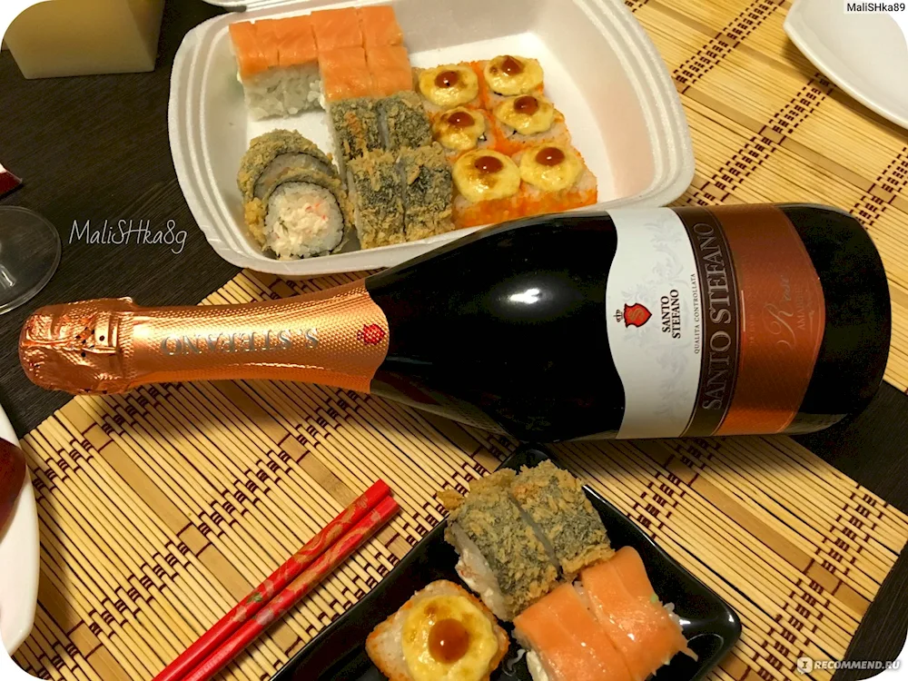 Rolls and wine. champagne