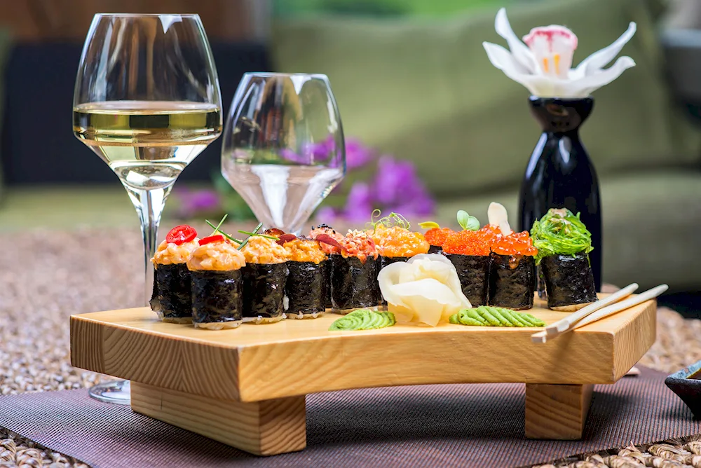 Rolls and wine