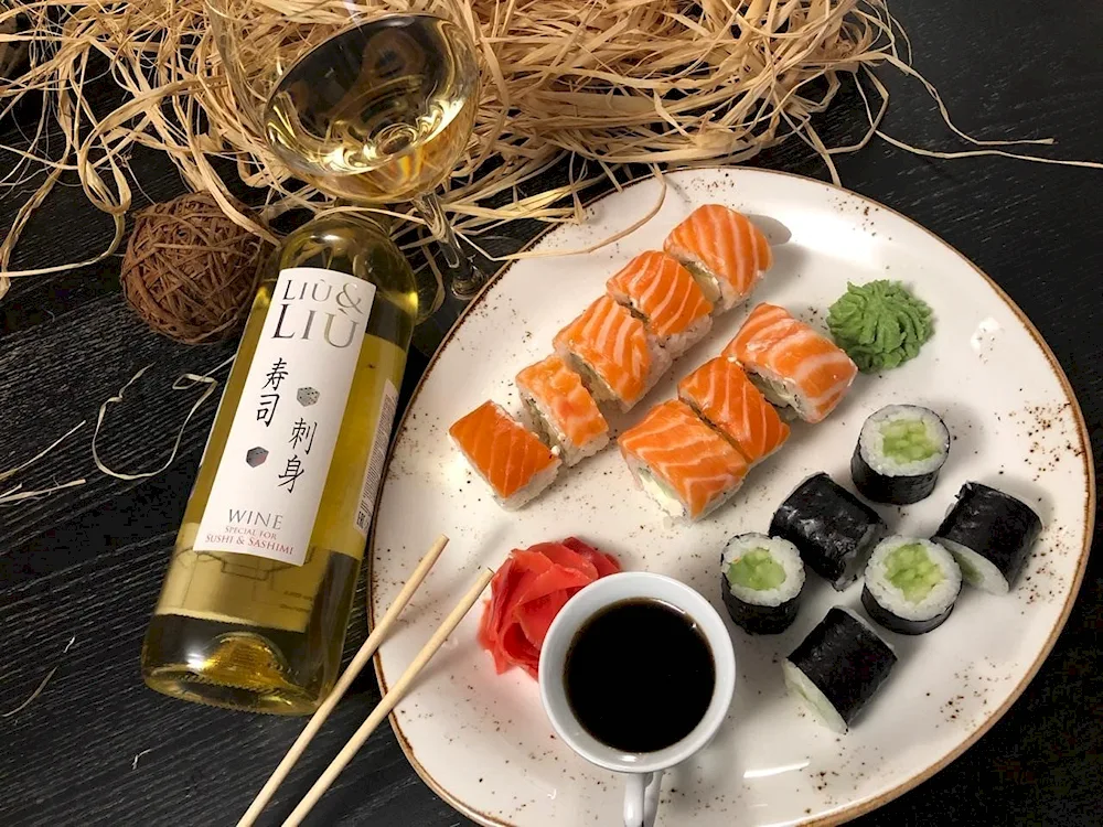 Rolls and wine