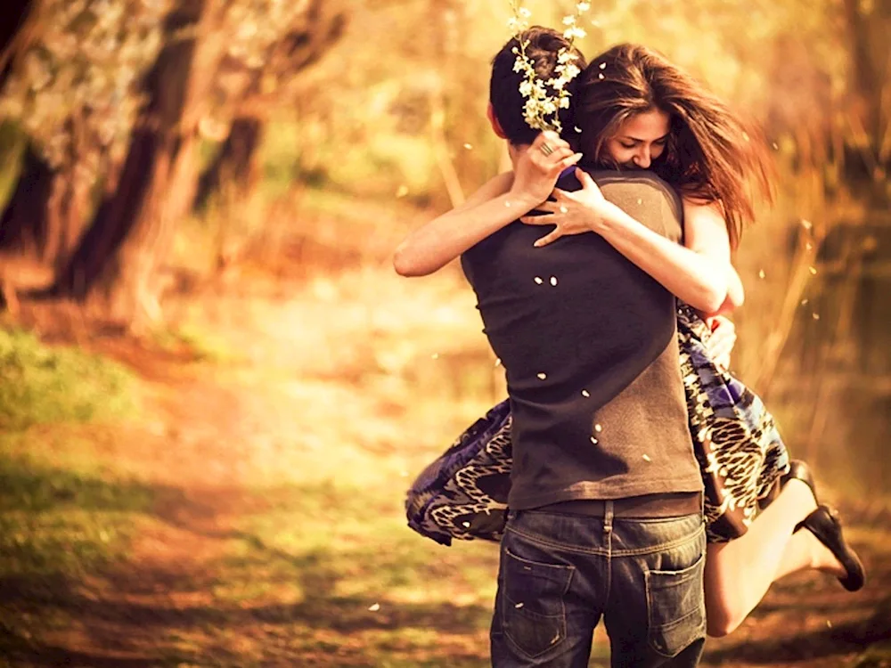 Silhouettes of couples in love