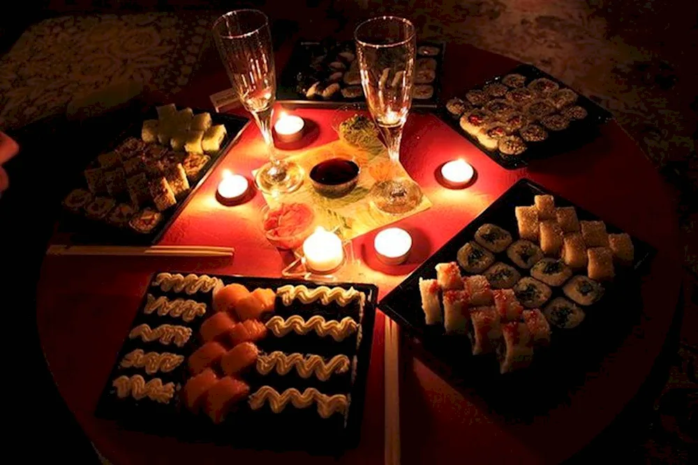 Romantic dinner with wine