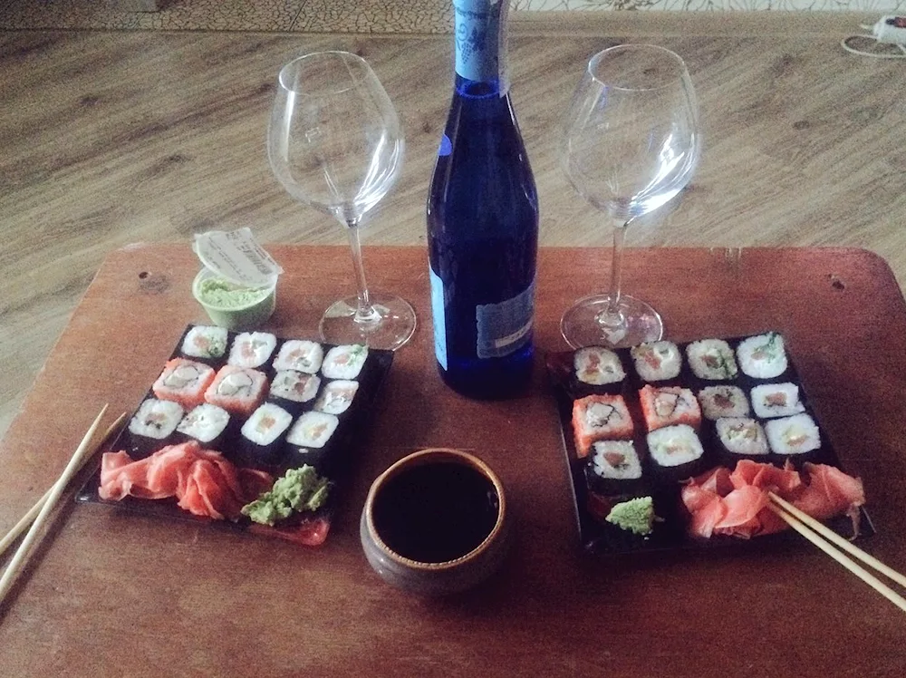 Romantic dinner with rolls