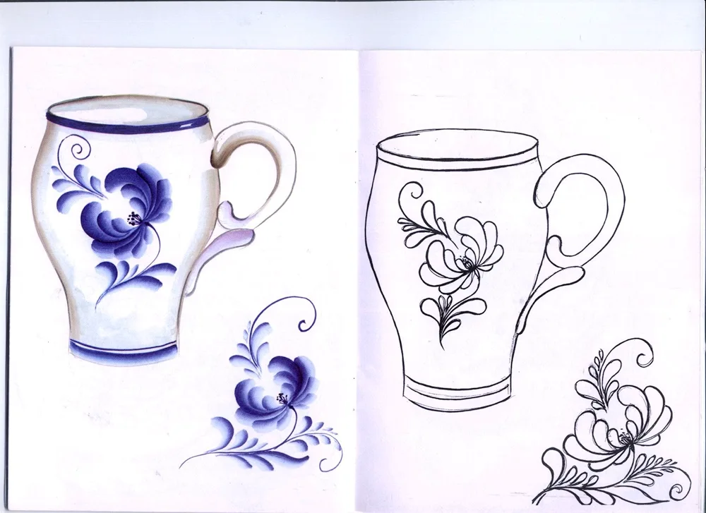Gzhel jug painting