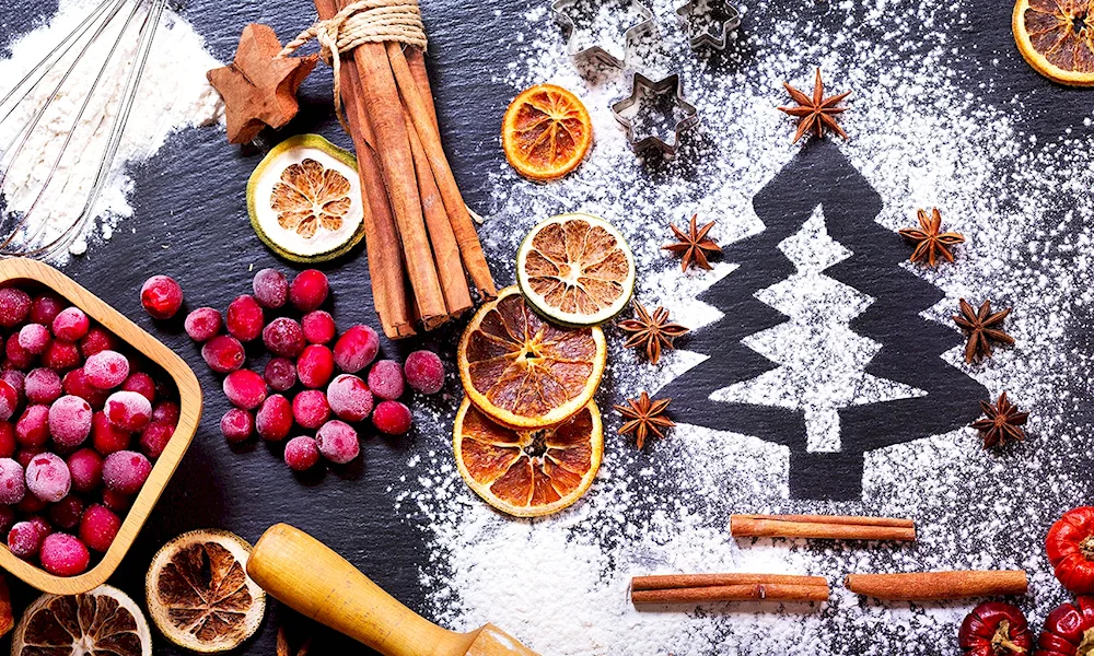 New Year's table with food