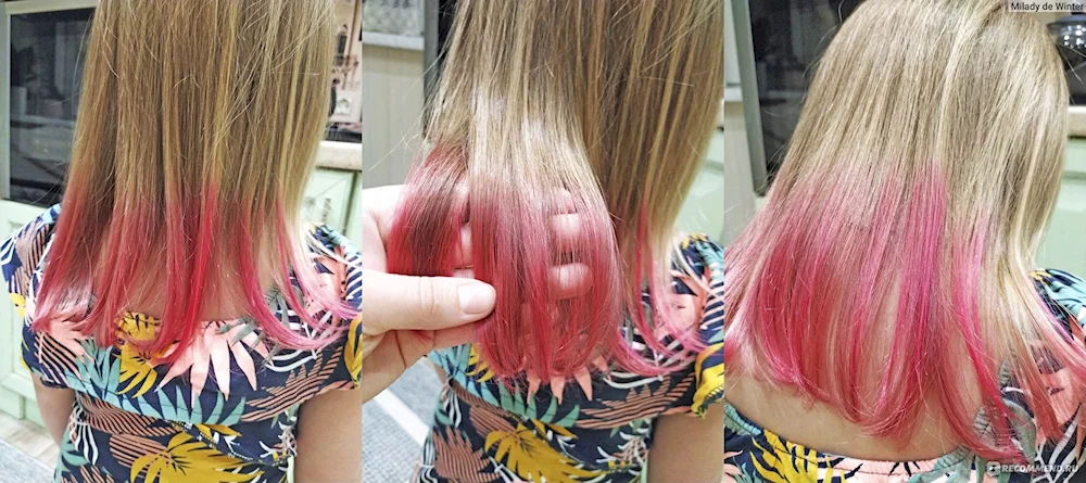 Pink tonic on blonde hair