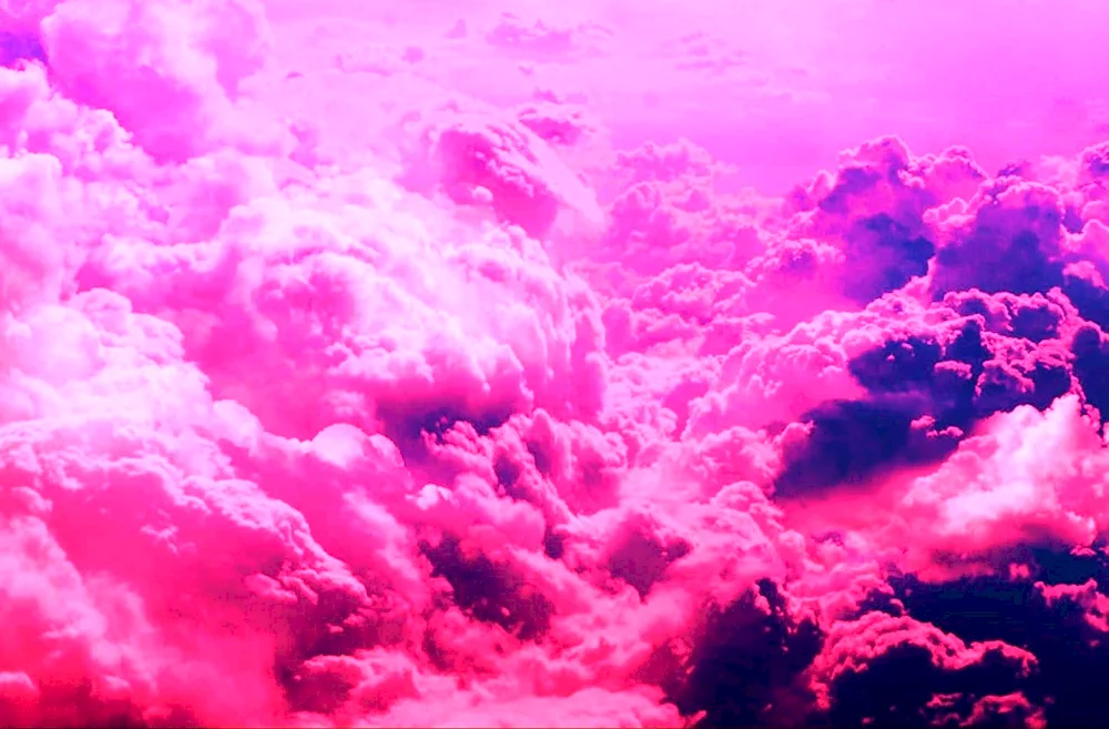 Pink sky with clouds