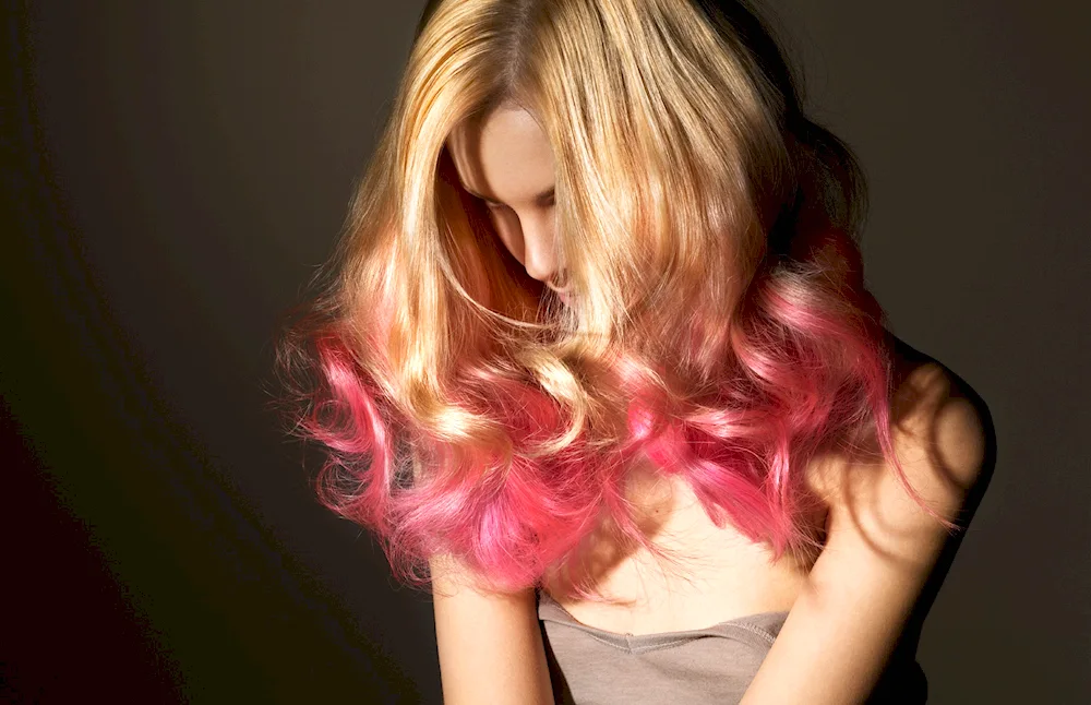 Pink ends of hair