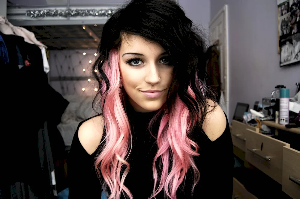 Pink hair colouring on dark hair