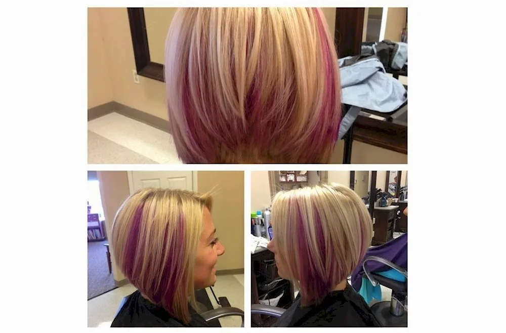 Pink Strands on Short Hair