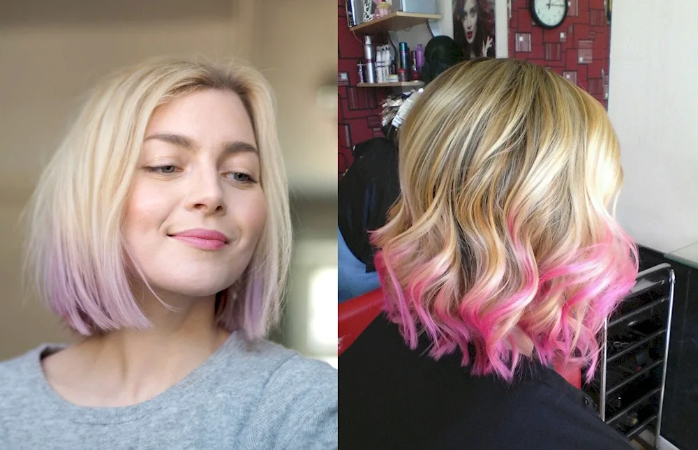 Pink strands on short hair