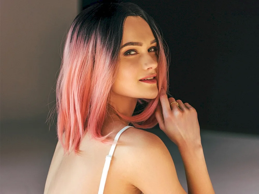 Pink strands near the face