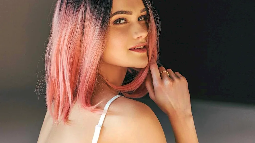 Pink strands near the face