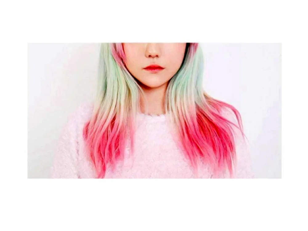 Pink hair on ends