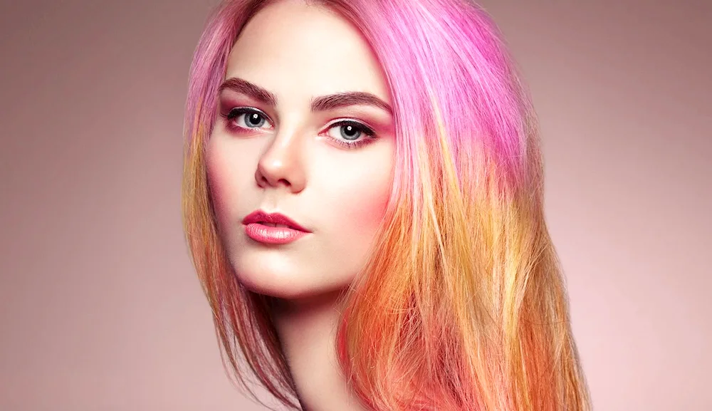 Blonde with pink strands