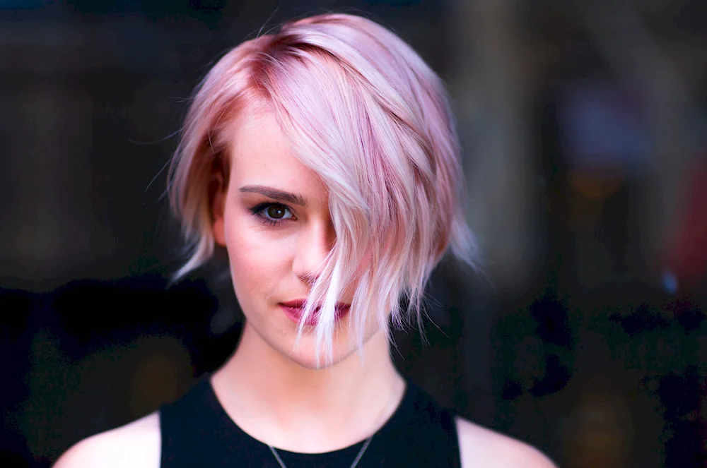 Pink hair short haircut