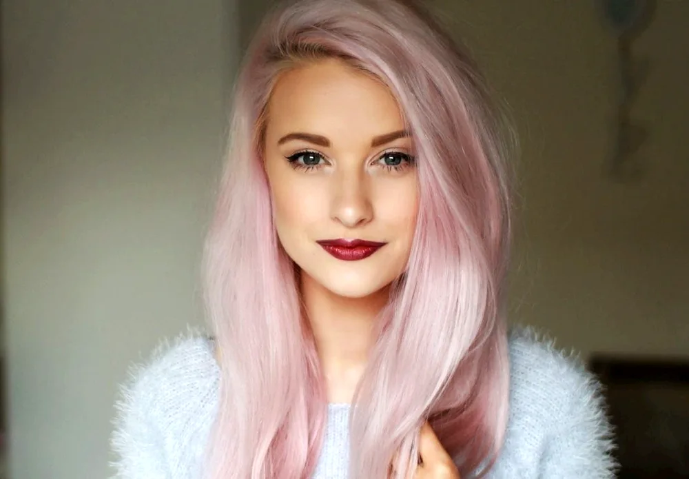 Blonde with pink strands