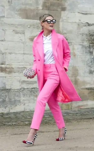 Pink trouser suit women's