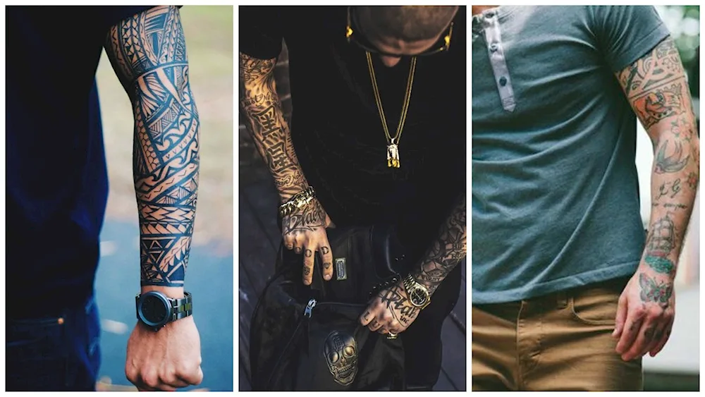 Blackwork half-sleeve tattoo