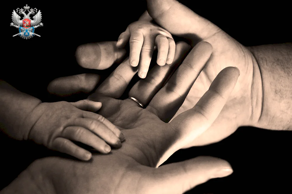 Parents and children's hands